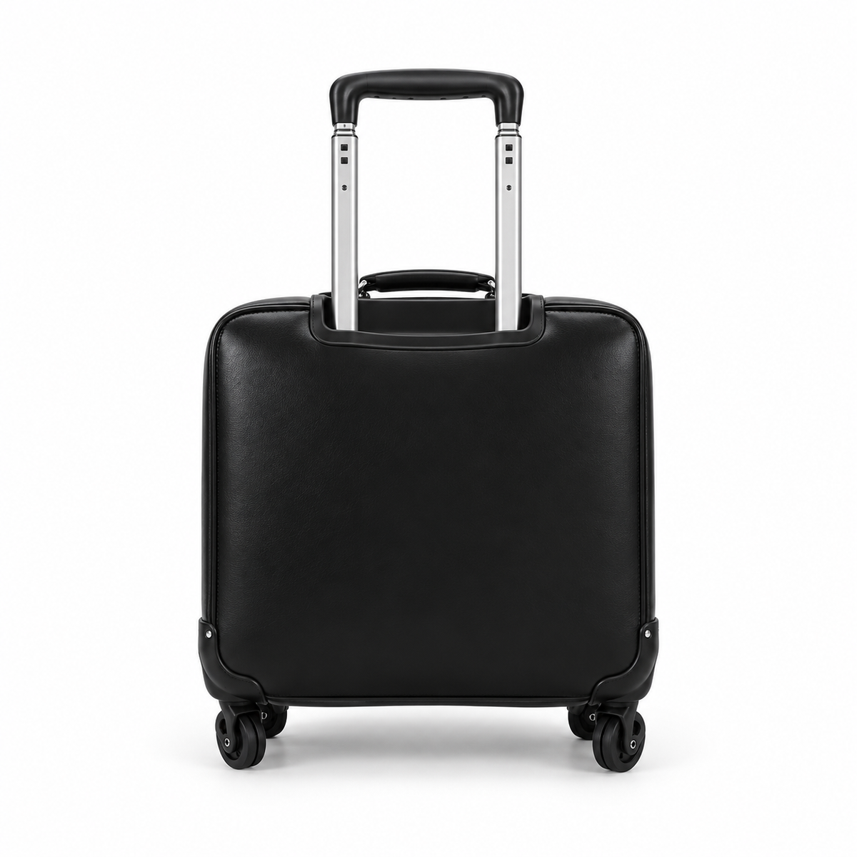 Black Leather Look Trolley Business Suitcase