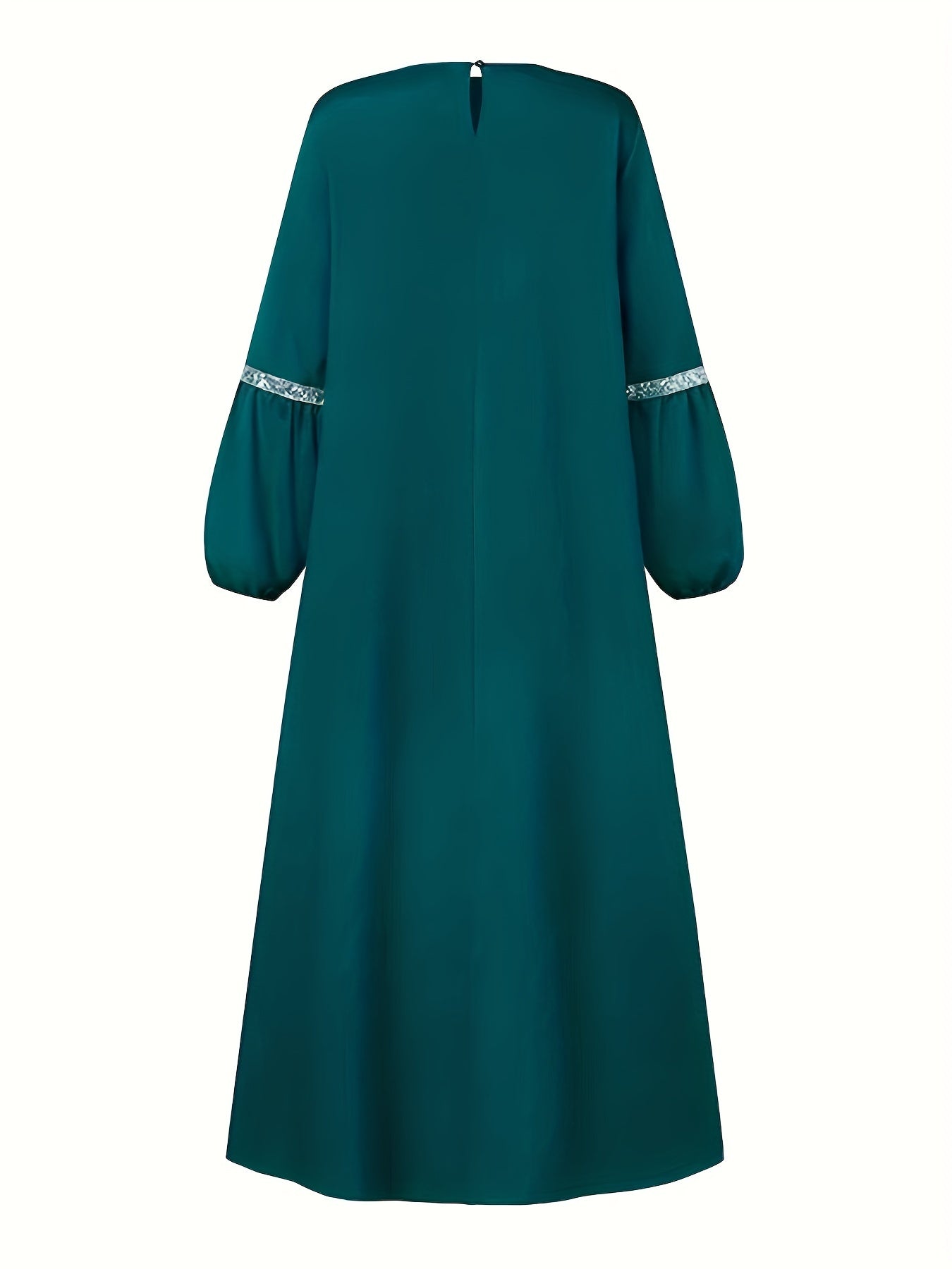 [Elegant Abaya] Elegant Arabic Abaya Burkha | 2023 New Women's Long Sleeve Modest Cover Dress, Solid Green, Sequin Sleeves, Machine Washable, No Stretch Fabric