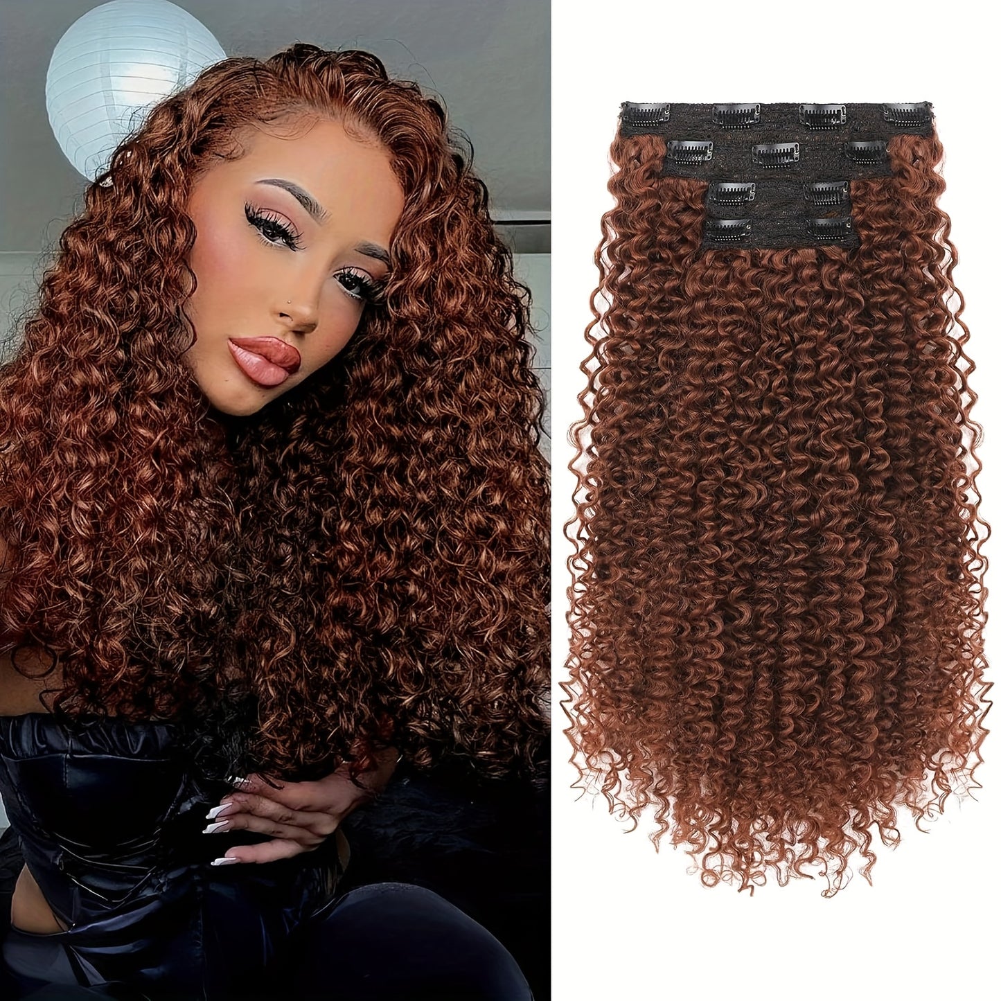 Clip In Hair Extensions, 20inch 4pcs One Hundred Percent Pure Protein Hair Extensions for Women Long Soft Curly Hair Extension Hairpiece