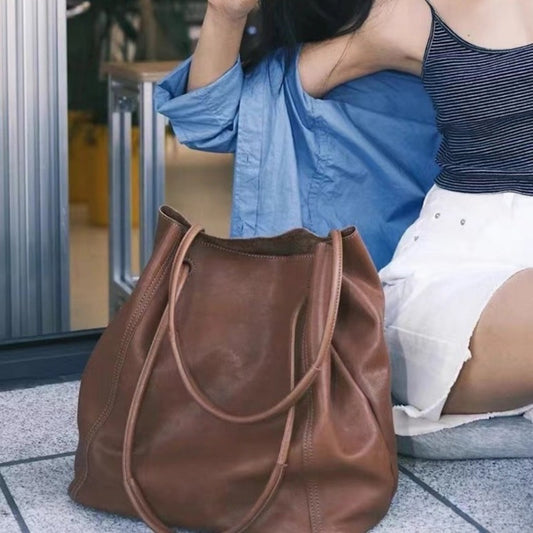 Fashionable Women's Leather Tote & Sling Bag - Multifunctional, Large Capacity, Bucket & Crossbody