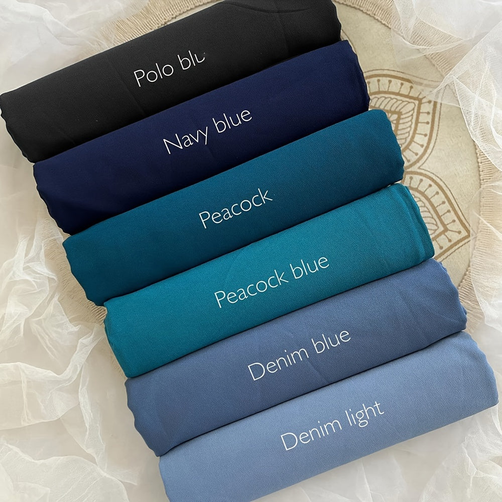 6pcs Women's Breathable Satin Bamboo Jersey Hijab Scarves - Non-Stretch Snug Fit, 10 Solid Colors for Ramadan & Modest Fashion, Premium Woven Satin Fabric, Hand Wash/Dry Clean, Hijab Accessories
