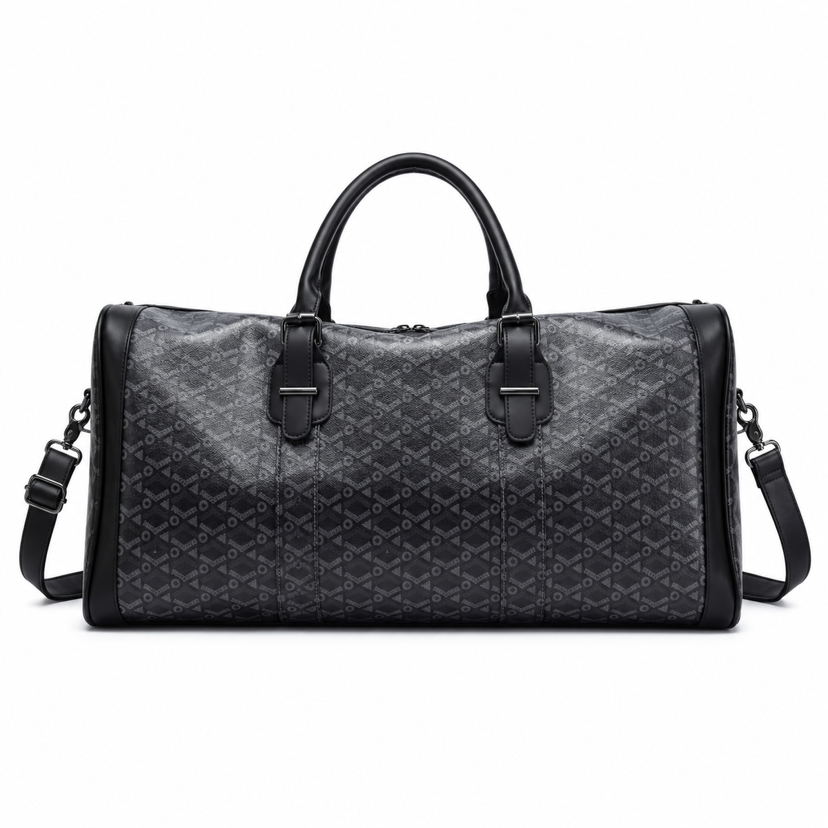 Charcoal Geometric Leather Travel Duffel Bag
