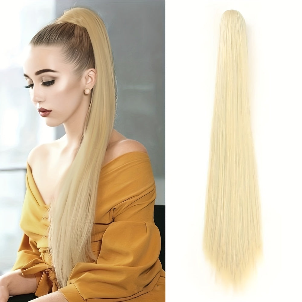 Synthetic Ponytail Extensions with a Long, Straight Design, Perfect for Women Seeking an Elegant Look for Everyday Hair Accessories.