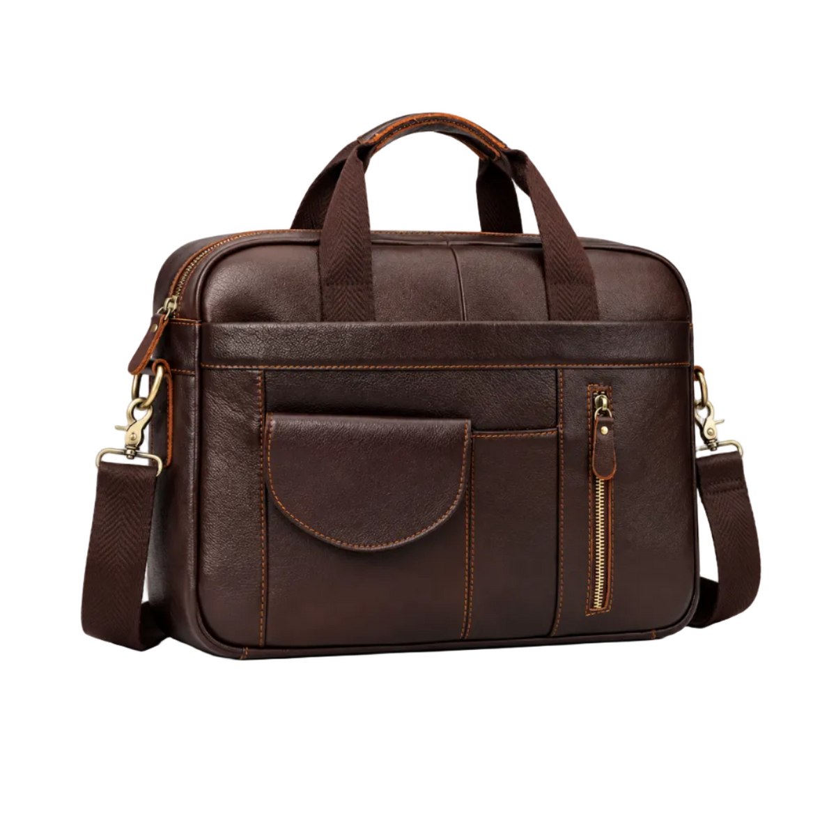 Classic Dark Brown Leather Business Briefcase
