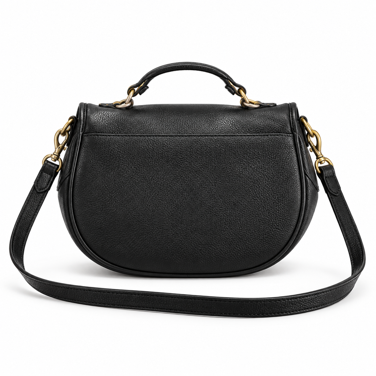 Vintage Black Saddle Satchel Crossbody Bag