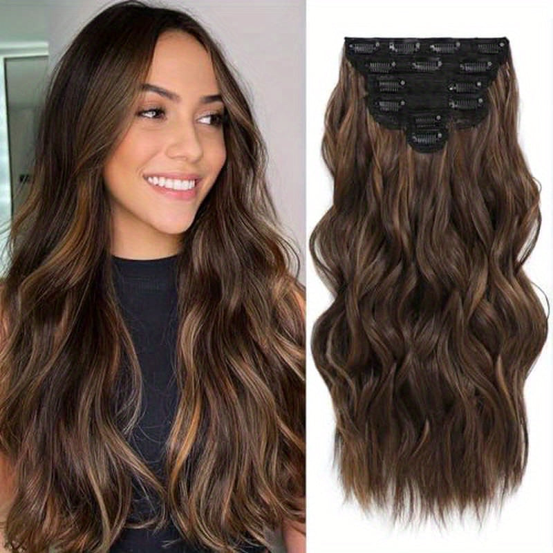 Emphasize Dark Brown Balayage Clip-In Hair Extensions (20 Inches, 6pcs, Light Brown And Honey Blonde) That Look Natural And Blend Seamlessly.