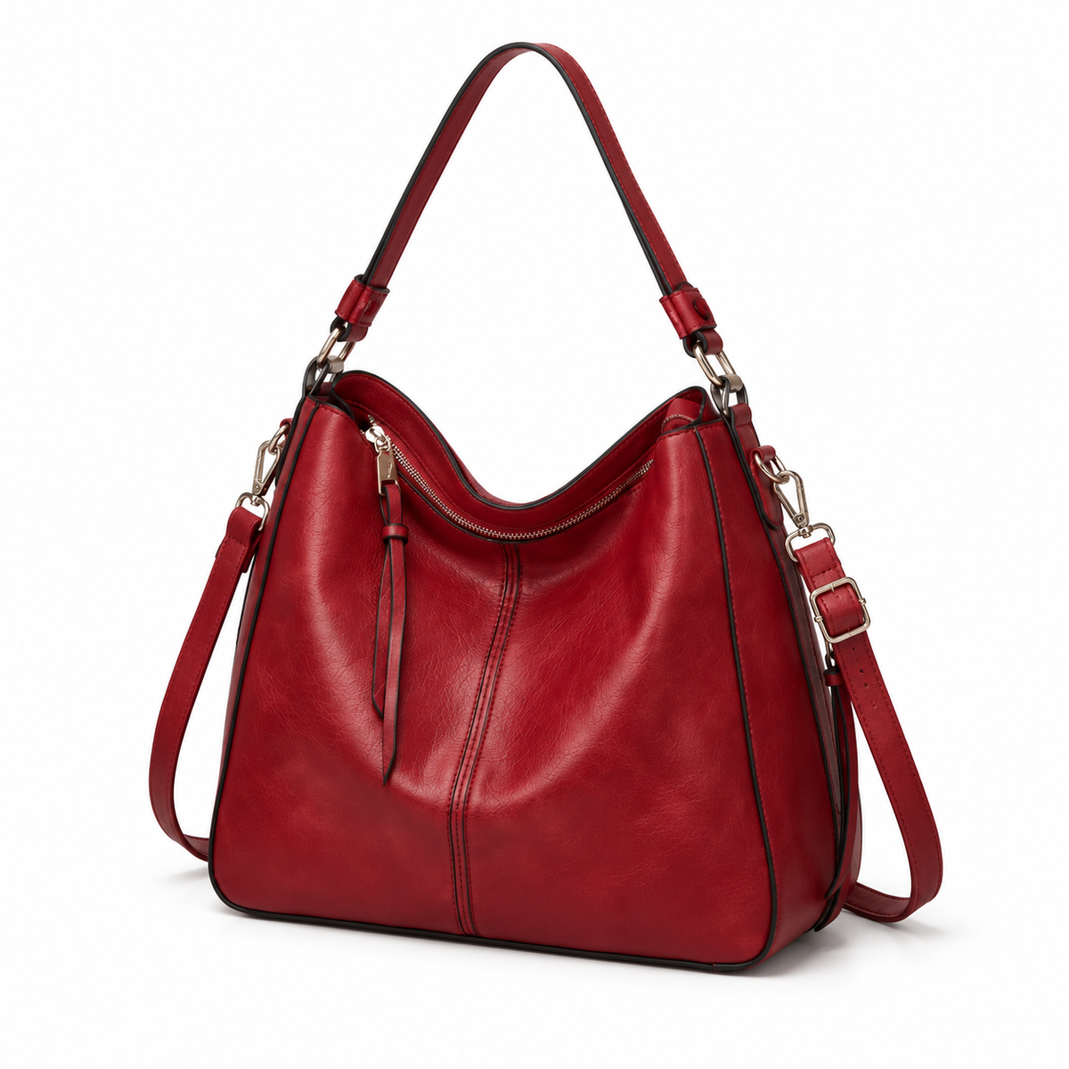 Classic Red Hobo Shoulder Crossbody Bag