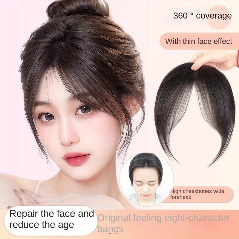 Women's 360° Coverage Synthetic Hairpiece with Middle Part Eight-Character Bangs
