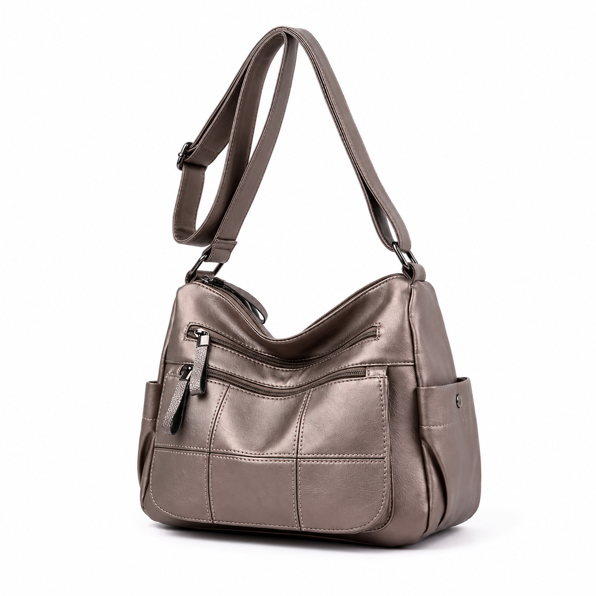 Gold Multi Pocket Adjustable Crossbody Bag