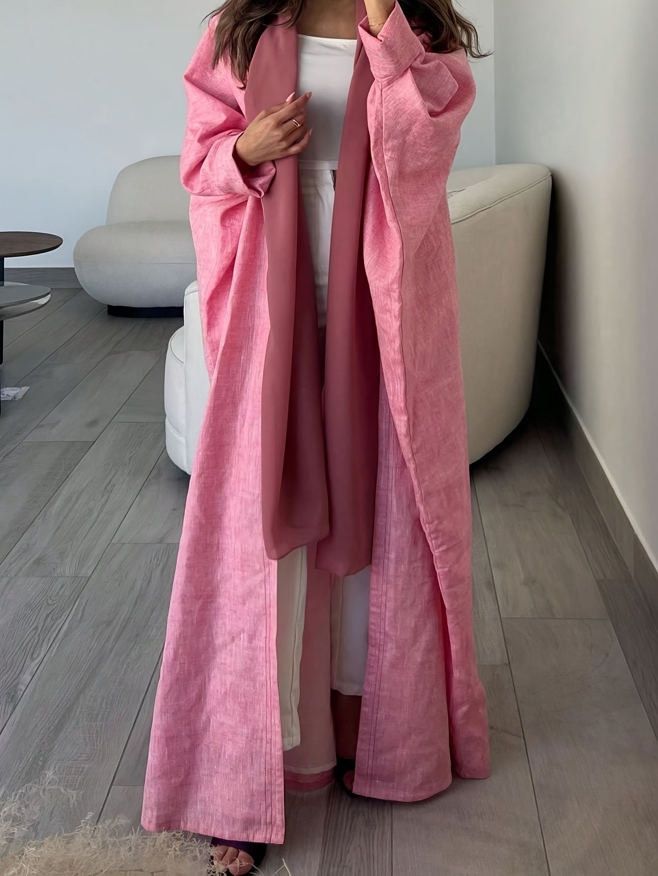 1pc Middle Eastern Women's Elegant Long Sleeve Arabic Abaya - Loose Fit H-Line Long Robe with Solid Color, Hand Wash/Dry Clean, All-Season Traditional Attire, Modest Fashion | Flowing Garment