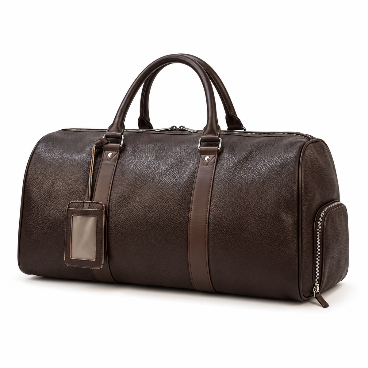 Classic Coffee Brown Leather Duffel Bag