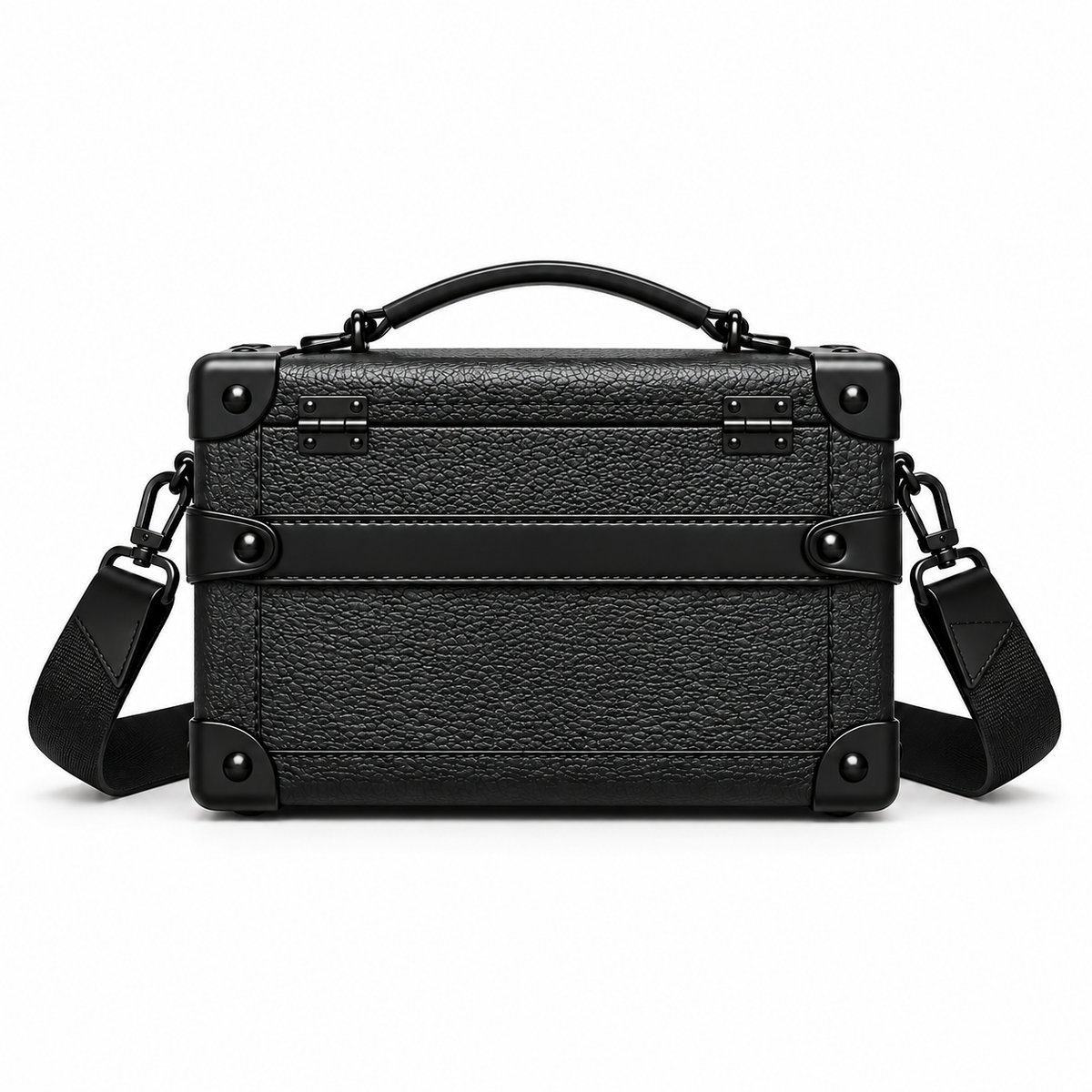 Black Vegan Leather Trunk Crossbody Bag