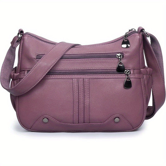 Women Soft PU Leather Shoulder Handbag Multi Pocket Crossbody Bag Ladies Medium Roomy Purses Fashion Tote Top Handle Satchel