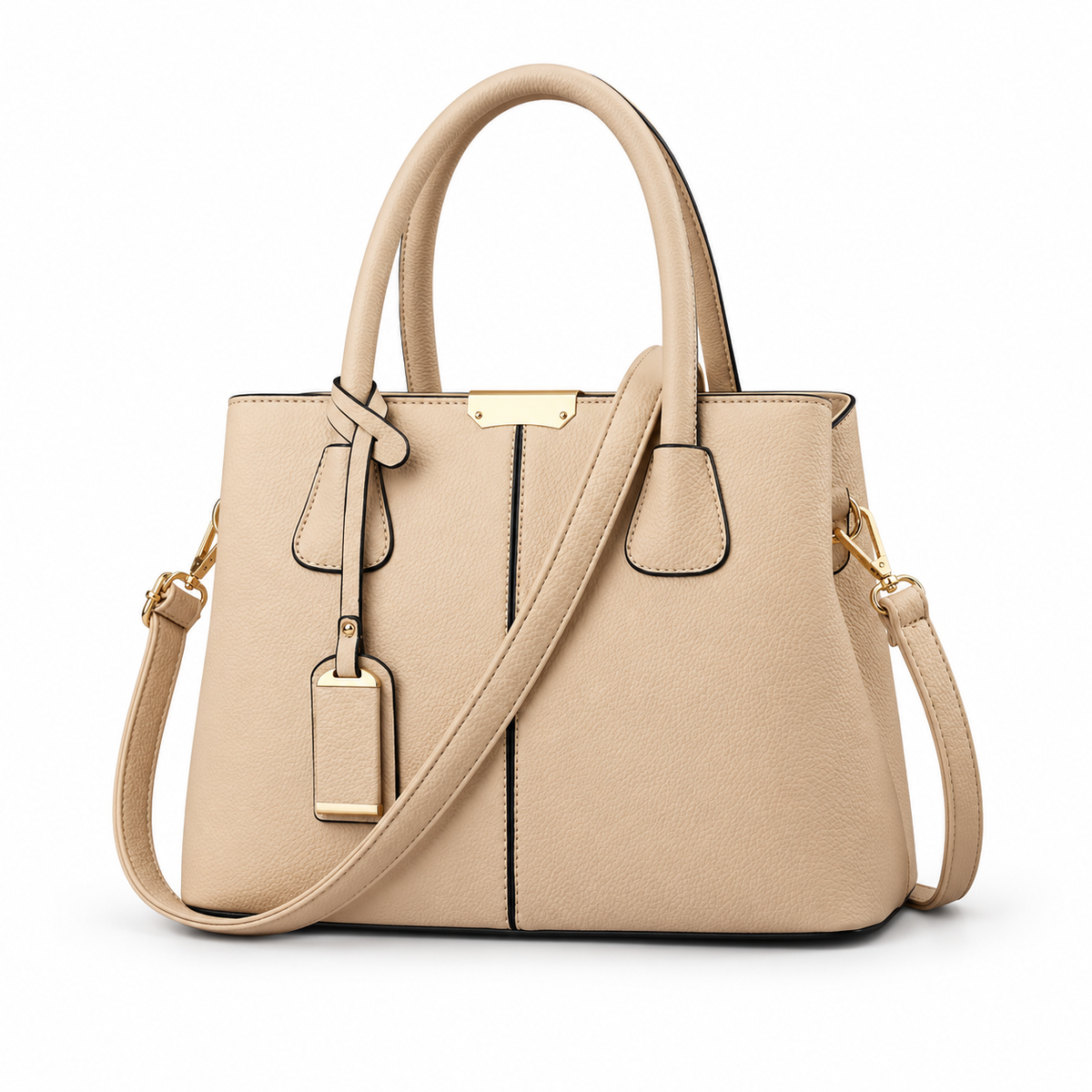 Elegant Beige Textured Tote Shoulder Bag