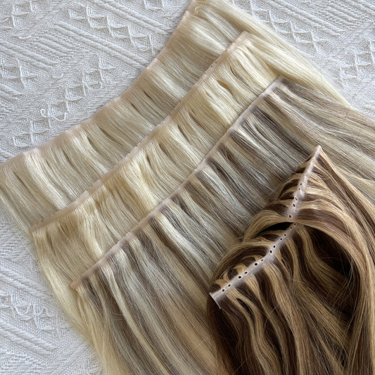 1pc Invisible Hole Human Hair Weft Extensions - Straight Blonde Double Side Weft for Women, 12" - 40g, 16" - 40g, 20" - 50g, 24" - 50g, Natural Hair, Hair Filling|Straight Hair Extensions|Invisible Hole Weft, Hair Wefts