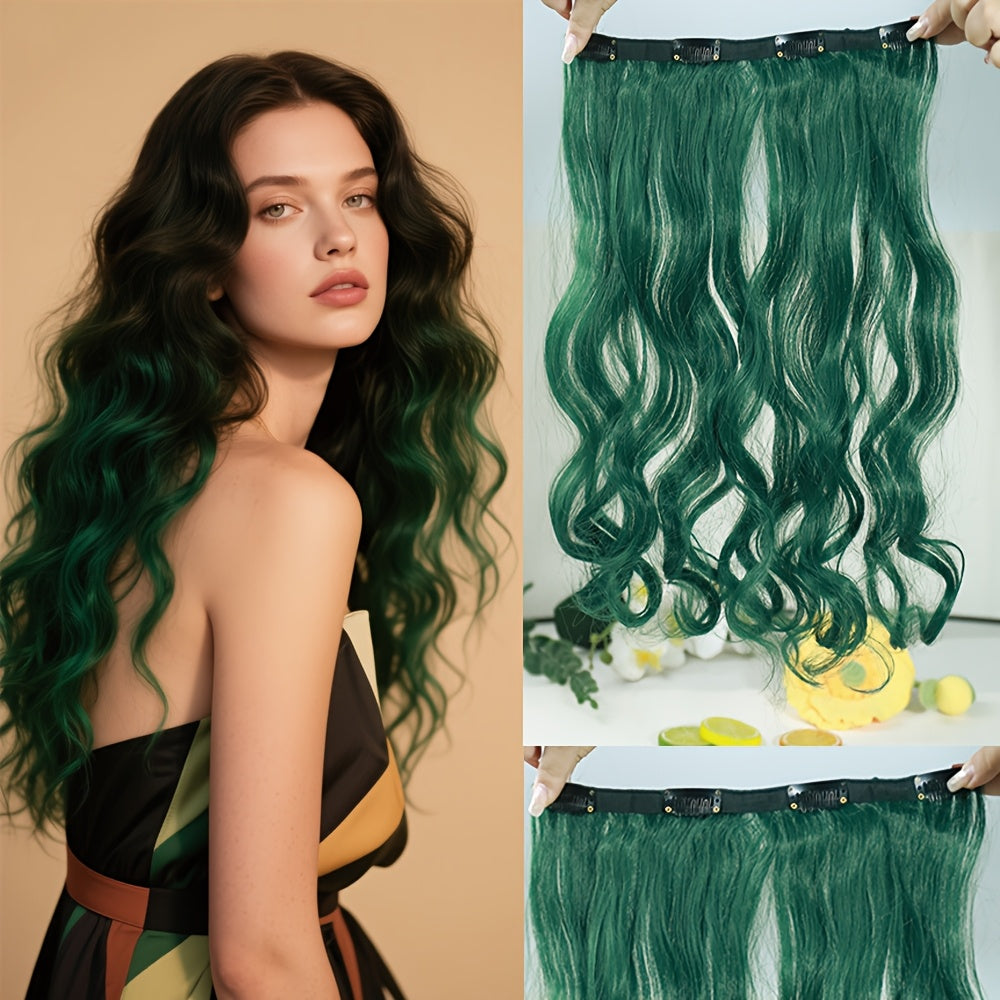 18 Inch Long Curly Clip-in Hair Extensions - Women's Versatile 4 Clip Design, Multi-color Optional, Suitable for Halloween and Christmas, New Year and other festive occasions, Easy to use