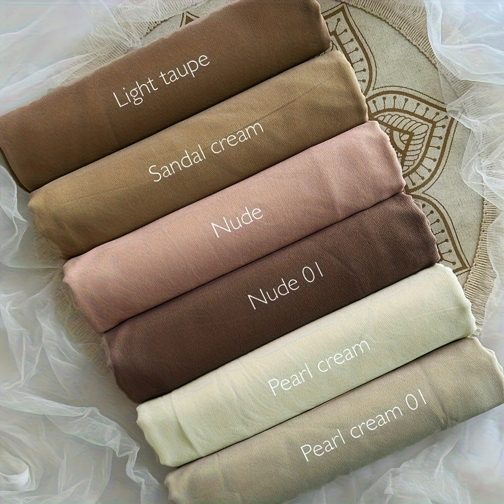 6pcs Women's Breathable Satin Bamboo Jersey Hijab Scarves - Non-Stretch Snug Fit, 10 Solid Colors for Ramadan & Modest Fashion, Premium Woven Satin Fabric, Hand Wash/Dry Clean, Hijab Accessories
