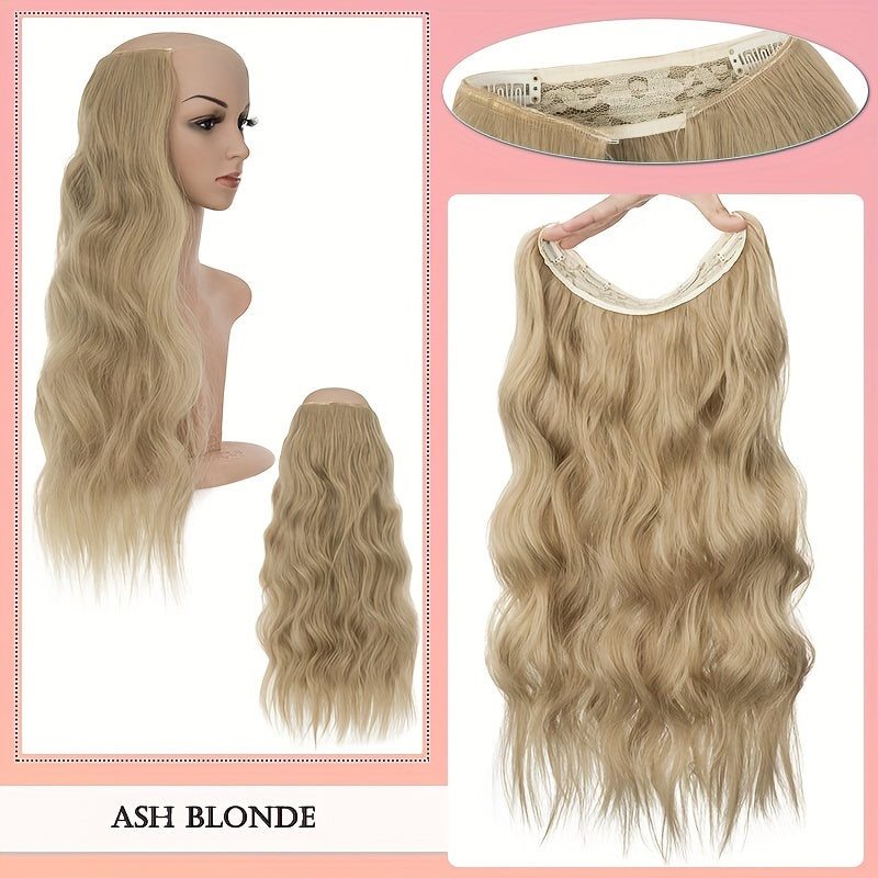 Thick Clip In Long Wavy Synthetic Hair Extensions - 24 Inch Balayage Brown Black Double Weft Fiber Hidden Wire Hairpieces for Women - Easy to Style, Natural Looking, And Long-Lasting Hair Enhancement
