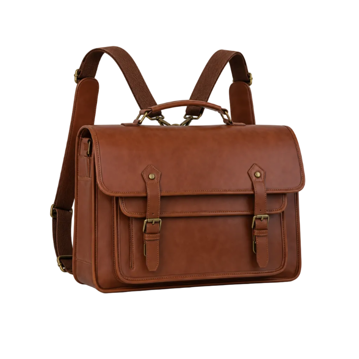 Vintage Brown Leather Convertible Backpack Briefcase