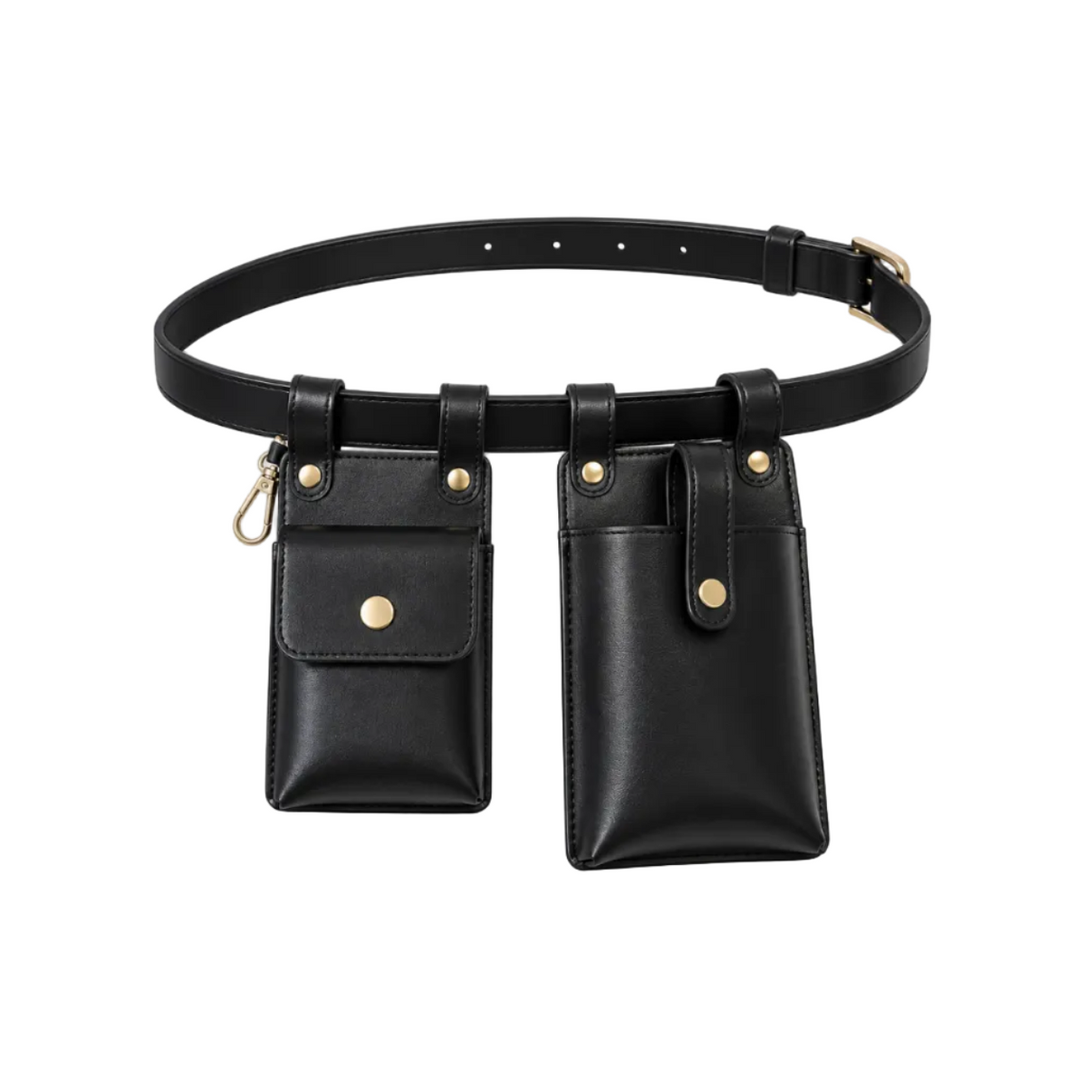Black Dual Pouch Waist Belt Bag