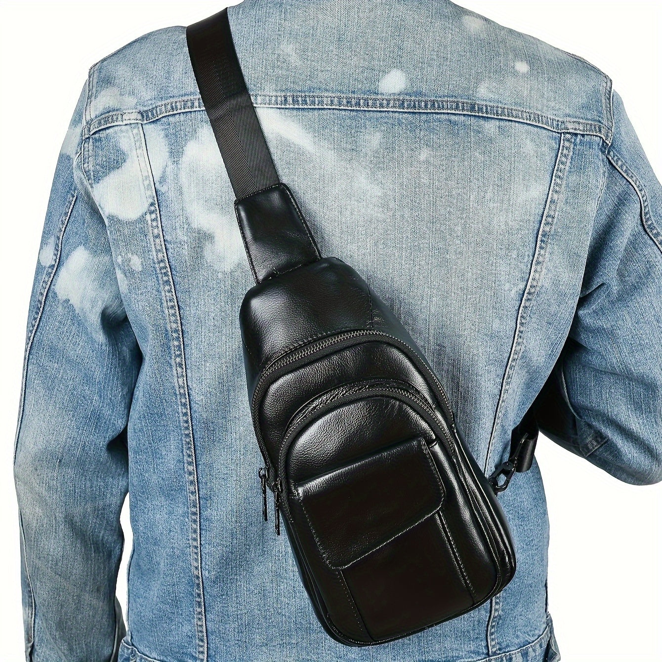 The First Layer Of Cowhide Men's Bag, Leather Men's Sling Bag, Cross-shoulder Back, Multi-layer, Multi-functional, Personalized Retro Men's Bag