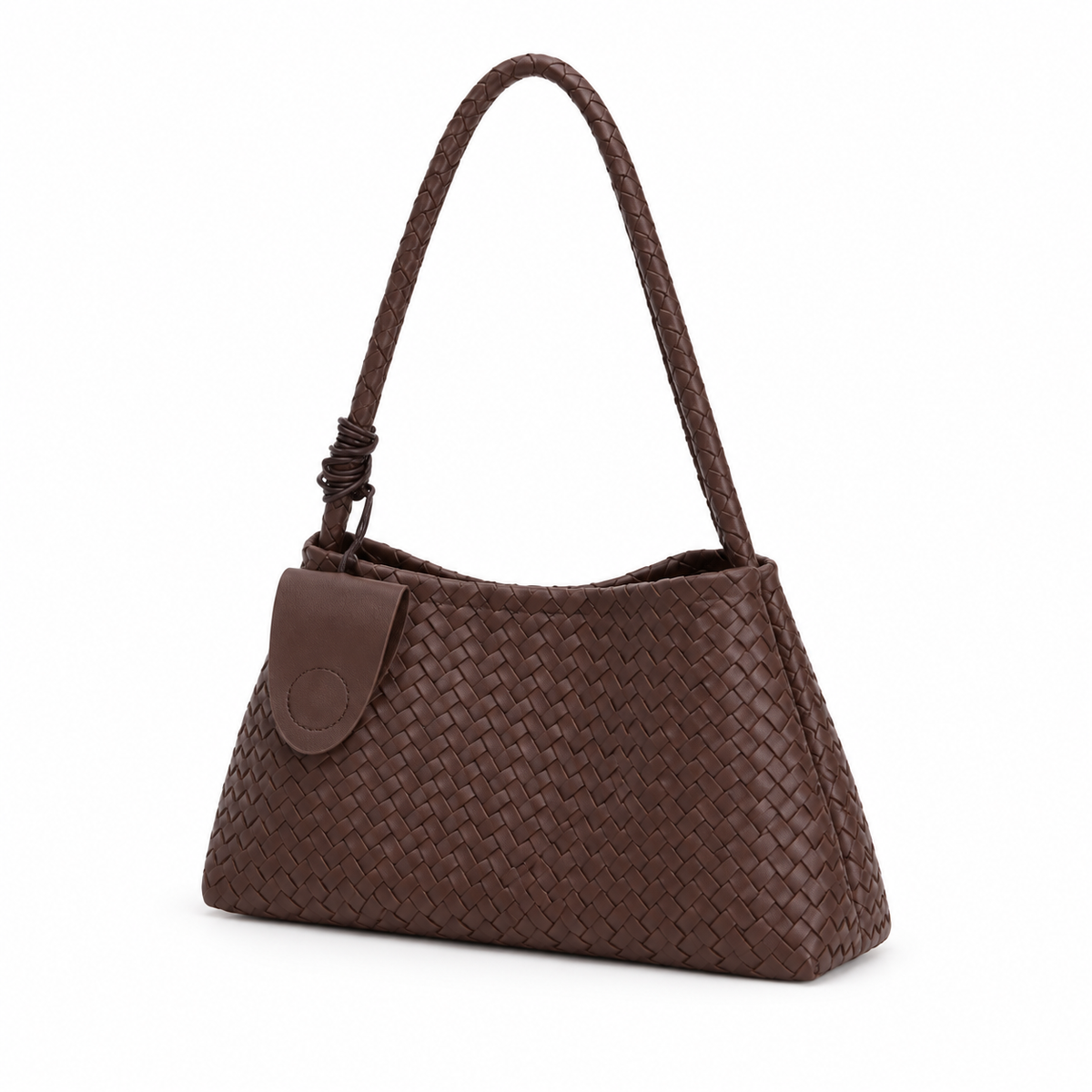 Mud Colour Woven Braided Shoulder Bag