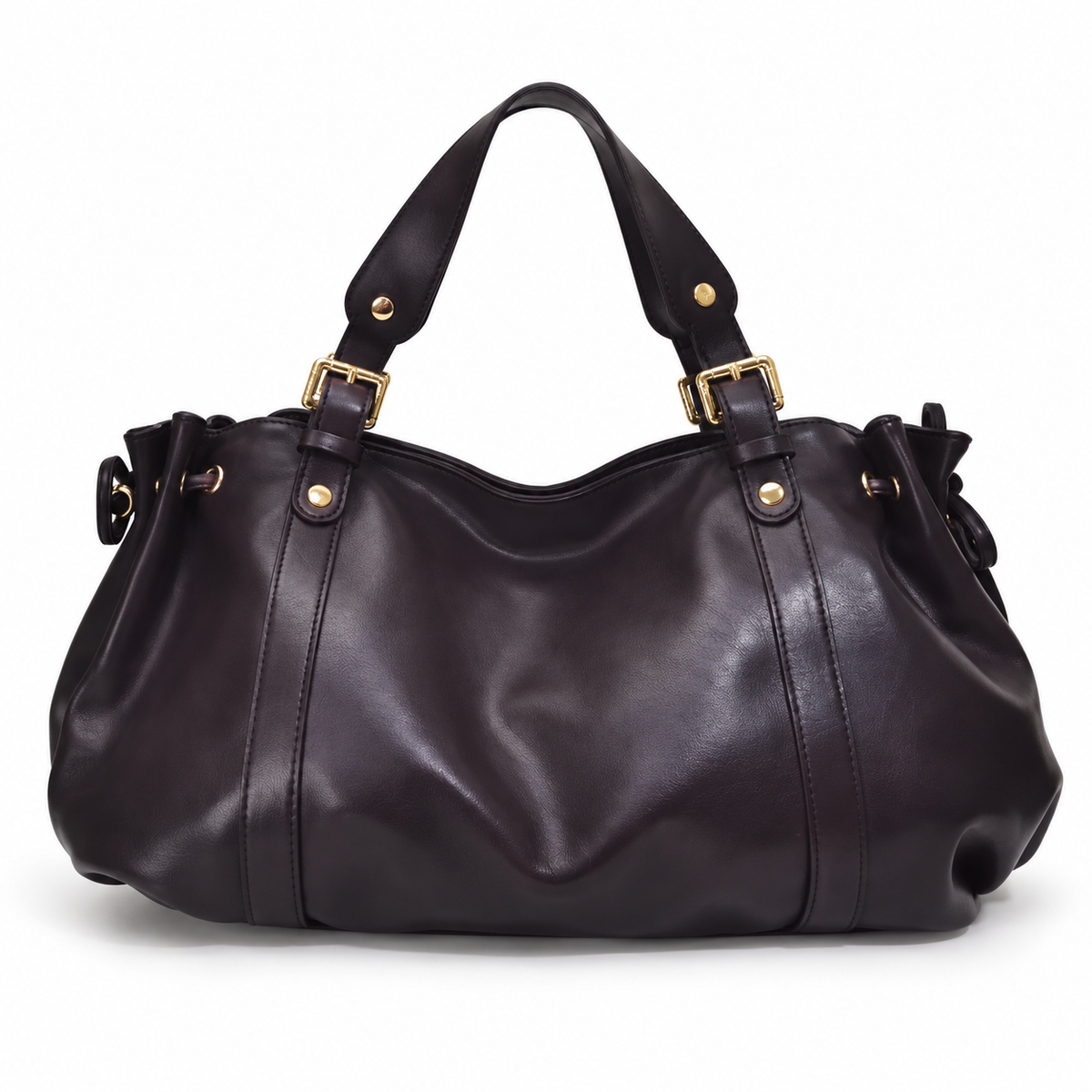 Elegant Slouchy Handbag With Buckle Handles