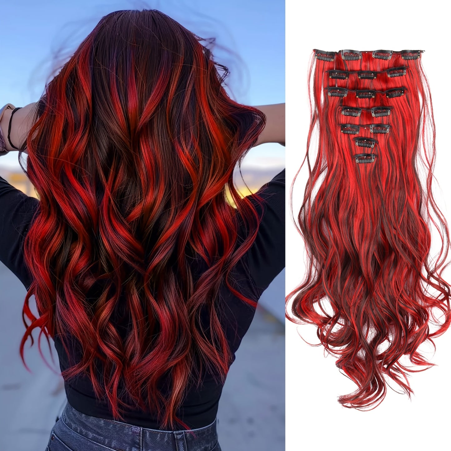 Fashionable Curly Hair with Highlights, Long Hair Extension Wefts, Made of High-heat-resistant Synthetic Material, Suitable for Daily Wear, Adds Volume, Perfect for Halloween