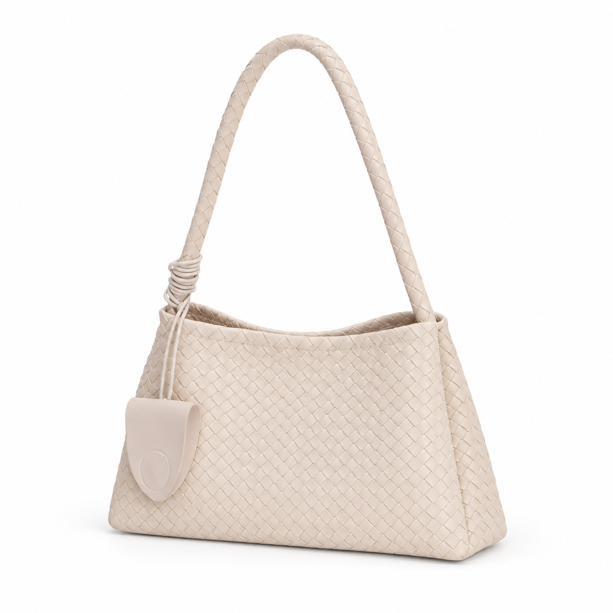 Elegant Ivory Woven Shoulder Charm Bag