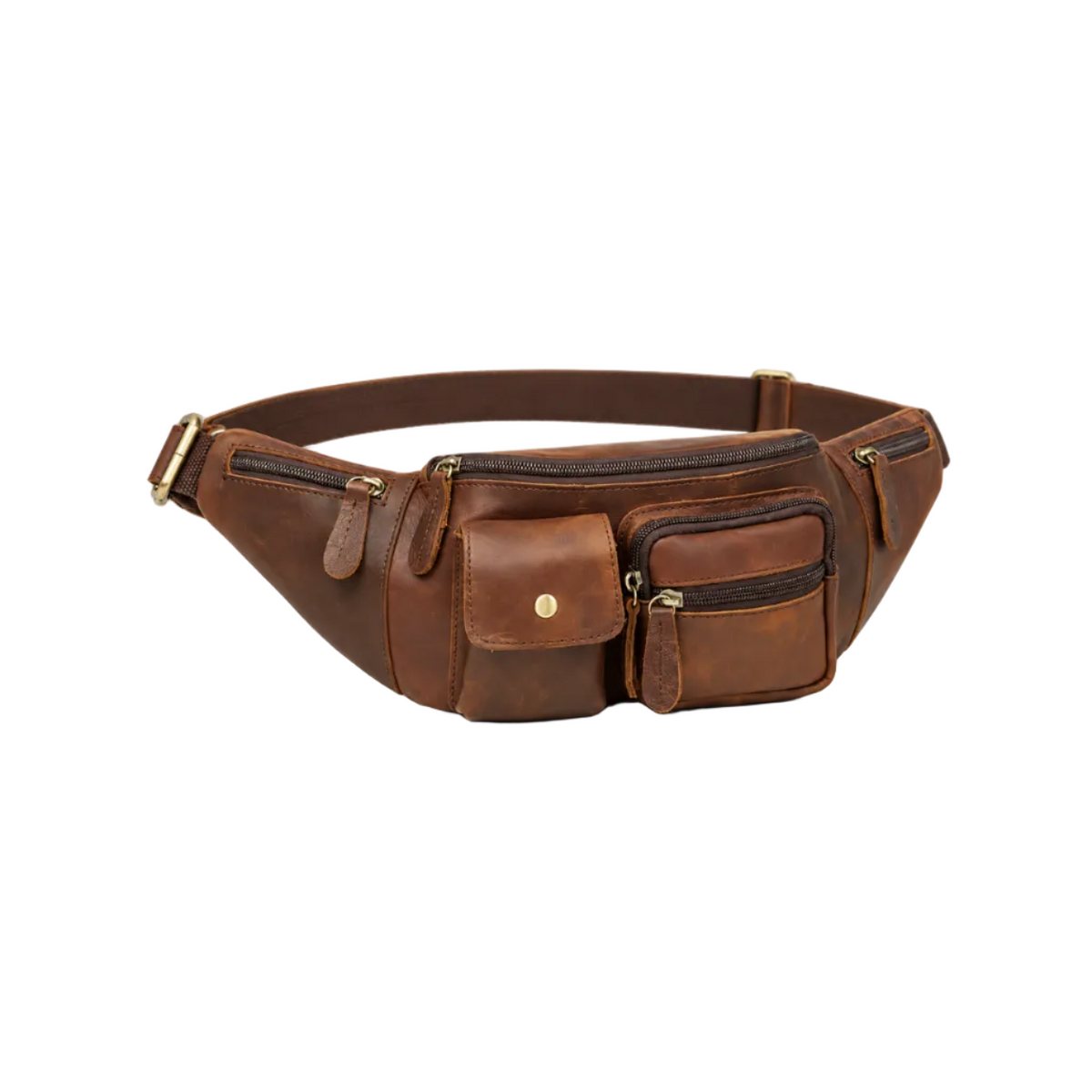 Vintage Brown Multi Pocket Waist Bag