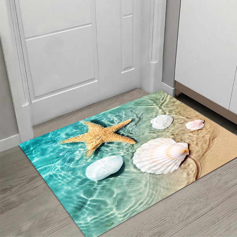 1pc Non Slip Bath Rugs - Durable Flannel Mat with Bright 3D Seashell Print, Sponge Foam Rug - For Laundry Room, Kitchen, Bathroom - Suitable for Home Decor - Perfect Gift for Housewarming