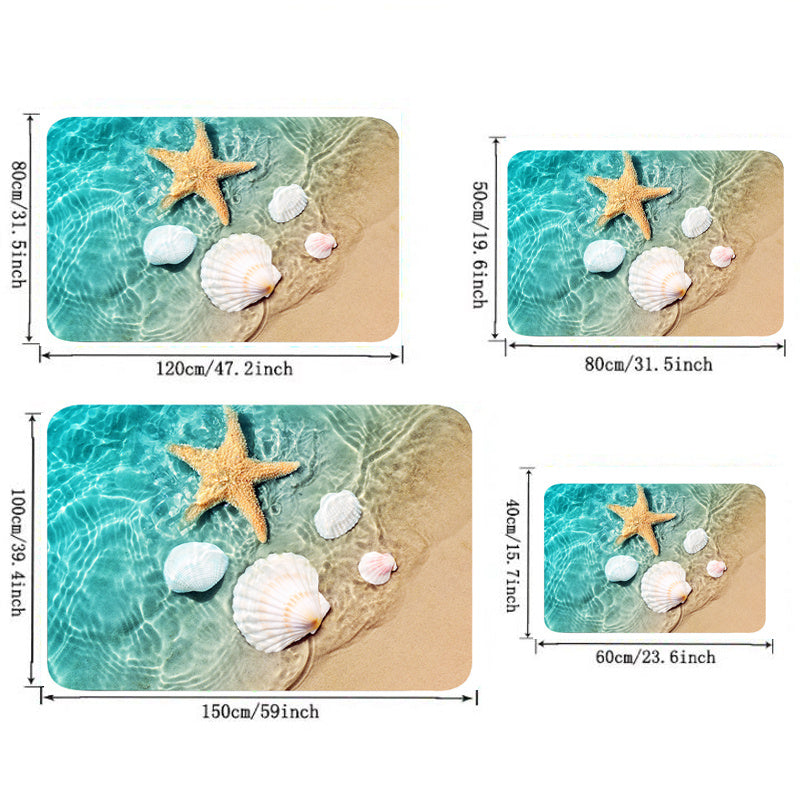 1pc Non Slip Bath Rugs - Durable Flannel Mat with Bright 3D Seashell Print, Sponge Foam Rug - For Laundry Room, Kitchen, Bathroom - Suitable for Home Decor - Perfect Gift for Housewarming