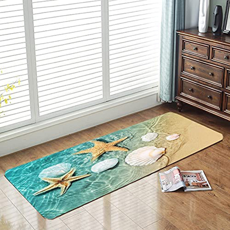 1pc Non Slip Bath Rugs - Durable Flannel Mat with Bright 3D Seashell Print, Sponge Foam Rug - For Laundry Room, Kitchen, Bathroom - Suitable for Home Decor - Perfect Gift for Housewarming