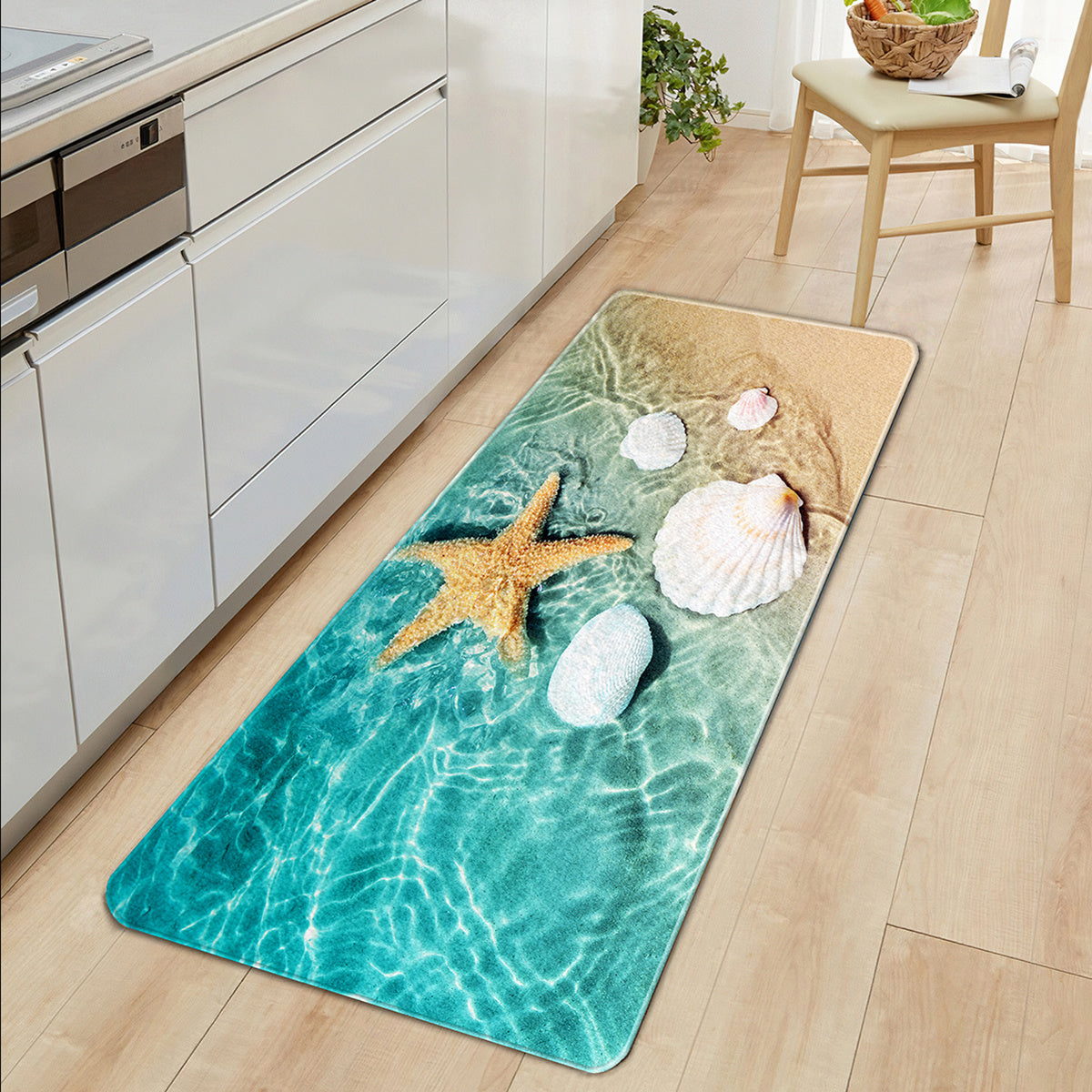 1pc Non Slip Bath Rugs - Durable Flannel Mat with Bright 3D Seashell Print, Sponge Foam Rug - For Laundry Room, Kitchen, Bathroom - Suitable for Home Decor - Perfect Gift for Housewarming