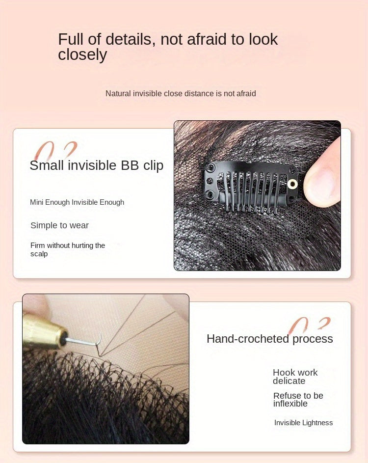 Women's 360° Coverage Synthetic Hairpiece with Middle Part Eight-Character Bangs