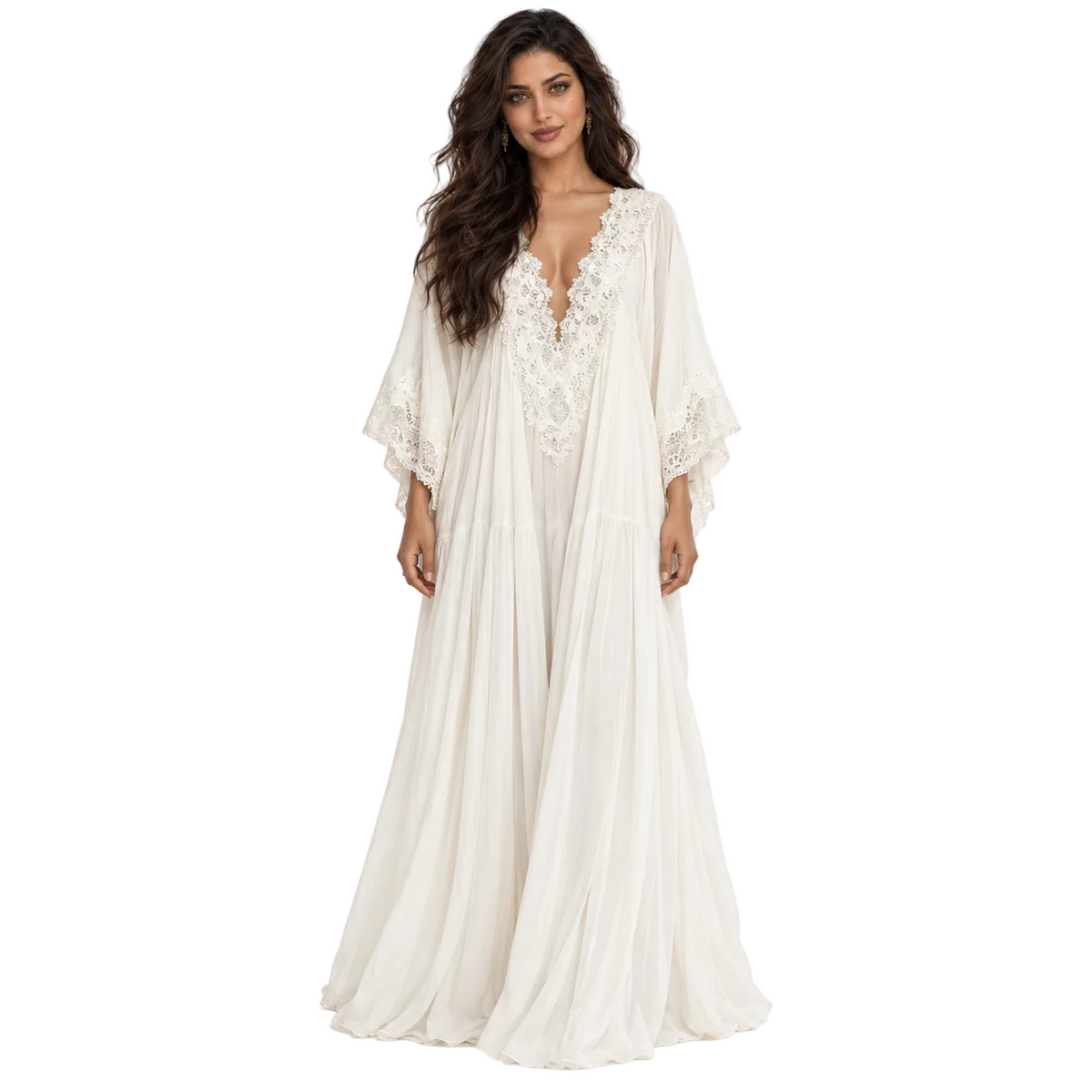 White Lace Flowing Women’s Beach Kaftan