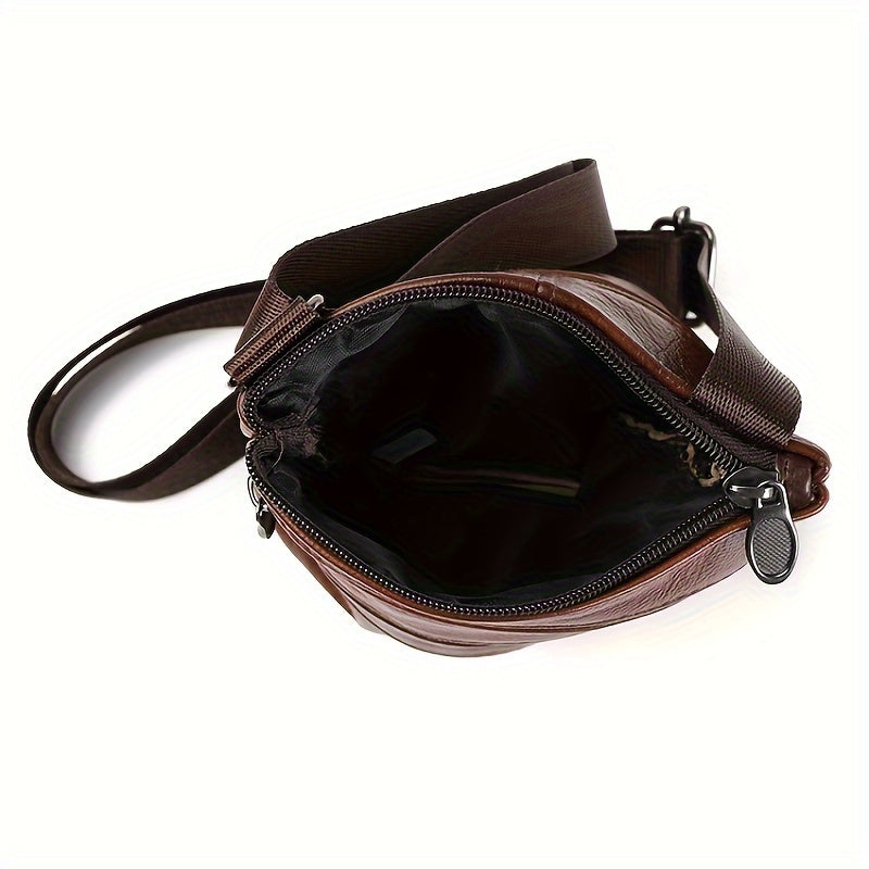 Men's Genuine Cowhide Leather Sling Bag, Shoulder Bag, Casual And Fashionable Crossbody Bag
