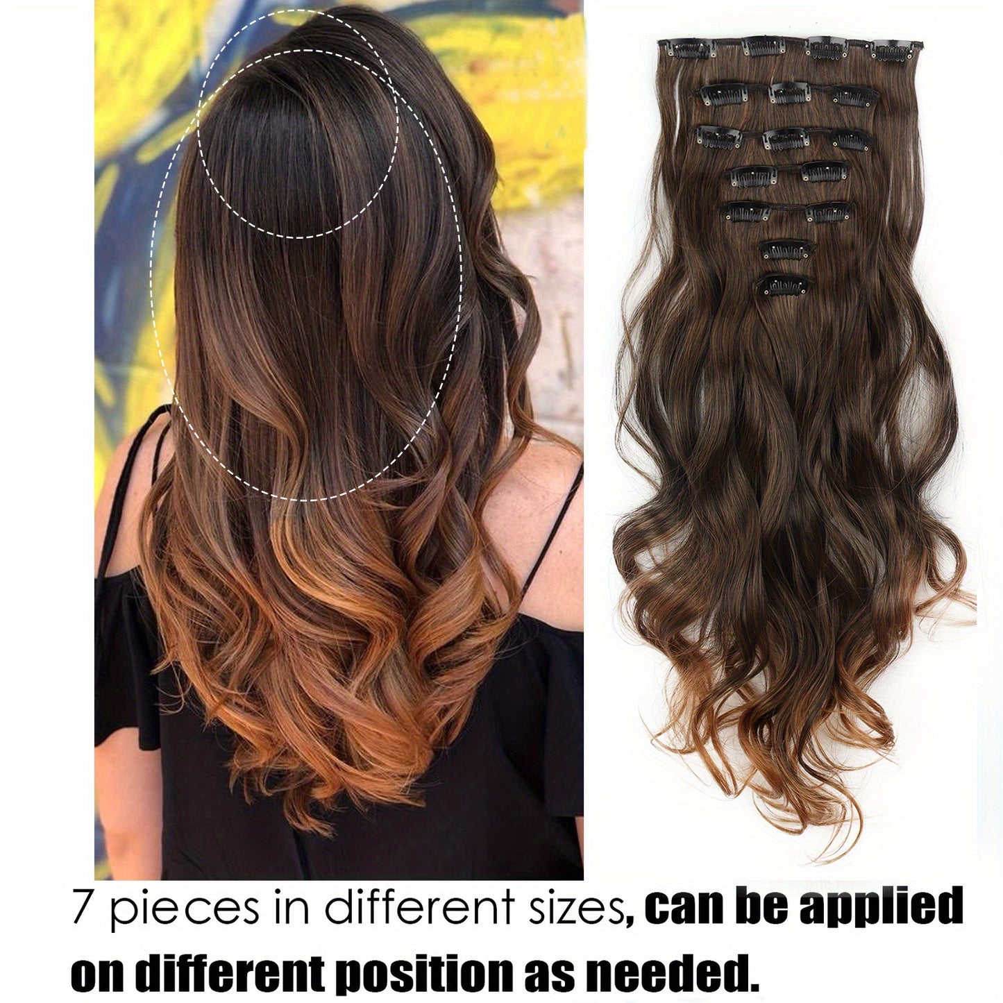 Fashionable Curly Hair with Highlights, Long Hair Extension Wefts, Made of High-heat-resistant Synthetic Material, Suitable for Daily Wear, Adds Volume, Perfect for Halloween