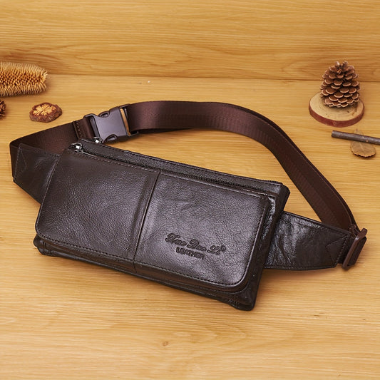 Cowhide Leather Sling Bag Pocket For Men - Multi Functional, Fashionable Crossbody Bag, Multi-Pockets - For Travel, Sports, Running