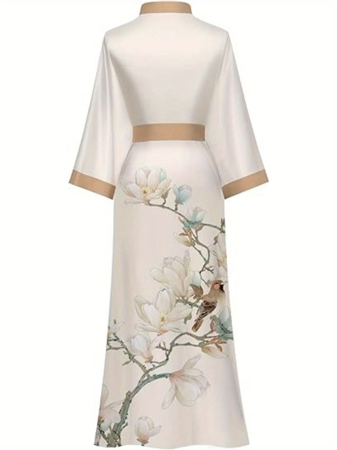 Women's Kimono Robe Long Bathrobe Women's Pajamas Floral Print Wedding Robe Nightgown Satin Bridesmaid Robe