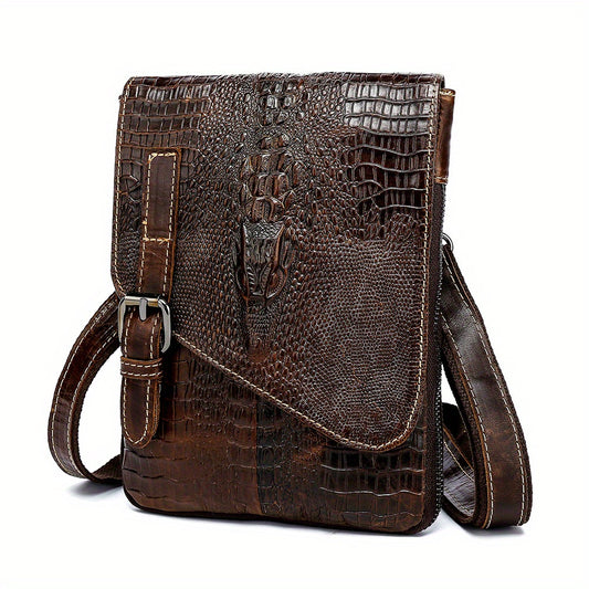 Fashion Genuine Leather Men's Bag Flap Business Men'S Shoulder Bag Crossbody Bag First-layer Cowhide Leather, Perfect Gift For Him