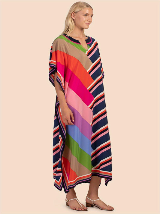 Women's Bohemian Style Allover Geometric Print V Neck Side Split Maxi Cover Up Kaftan Dress, Women's Plus Size Swimwear & Clothing
