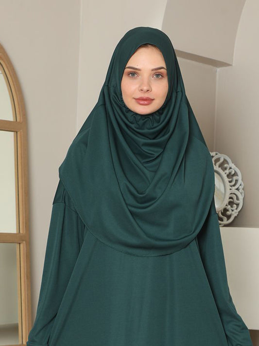 Women's Polyester Arabic Abaya, Solid Color, Long Length, Loose Fit, with Long Regular Sleeves, Slight Stretch, for All-Season Prayer Dresses