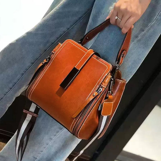 Genuine Leather Women's Shoulder Bag | Stylish Crossbody Bucket Bag | Adjustable Strap, Zipper Closure, Durable & Versatile for Casual or Formal Occasions