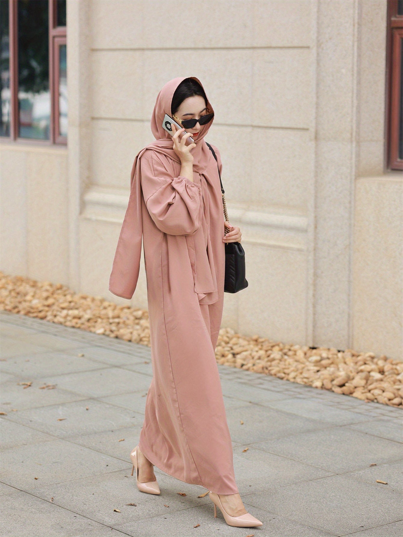 Plus Size Modest Muslim Abaya Burqa with Hijab - Long Sleeve, Hooded Maxi Robe for Women | Polyester, Non-Stretch Fabric | Perfect for Ramadan & Casual Attire