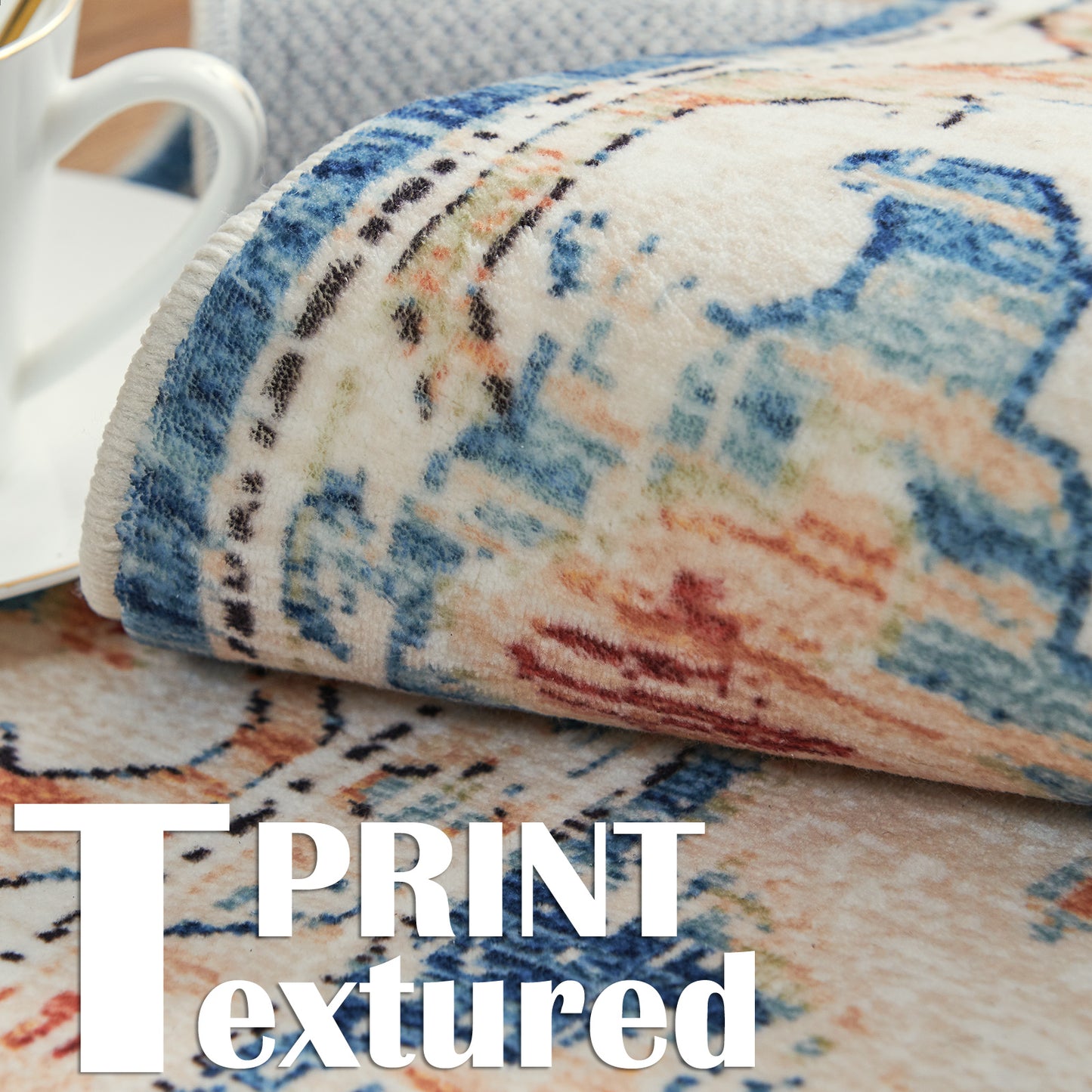 Area Rug, Vintage Carpet, Non Slip, Washable, Lightweight, Faux Wool, For Living Room, Bedroom, Kitchen, Office, Dining Room, Home Decor