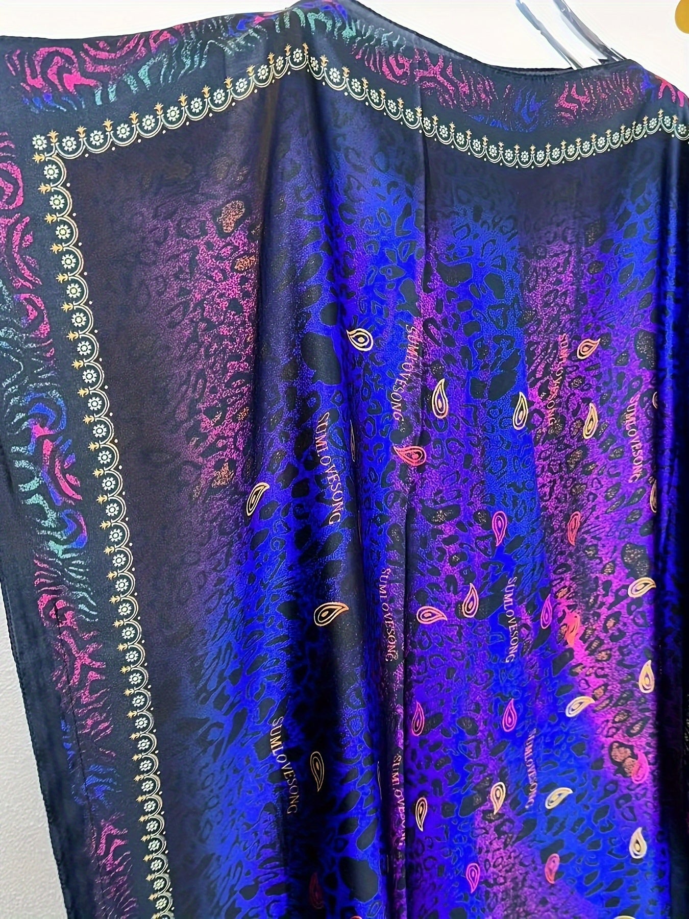 Women's Middle Eastern Style Color-Block Batwing Sleeve Long Cover-Up Abaya Dress with Scarf - Loose Fit H-Shaped All-Season Lightweight Beach Pool Party Dress