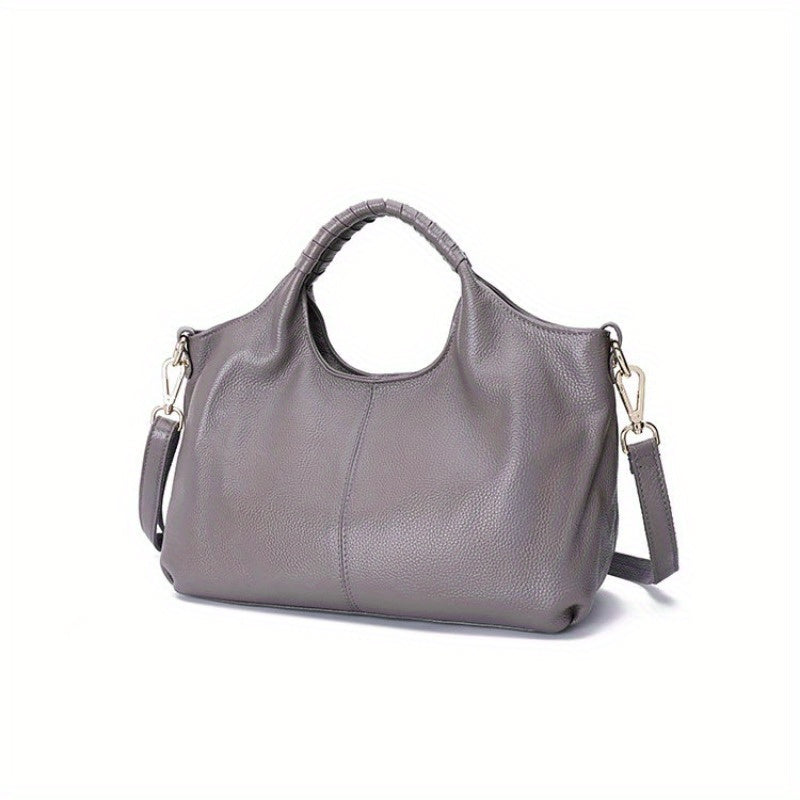 Genuine Leather Women’s Handbag - Soft Cowhide Crossbody & Shoulder Bag with Zipper Closure