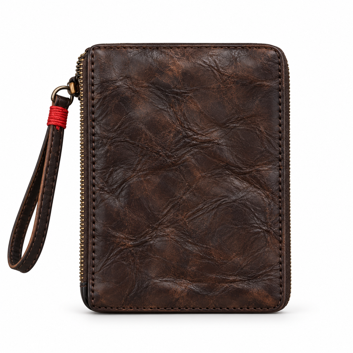 Vintage Coffee Textured Zip Around Wristlet