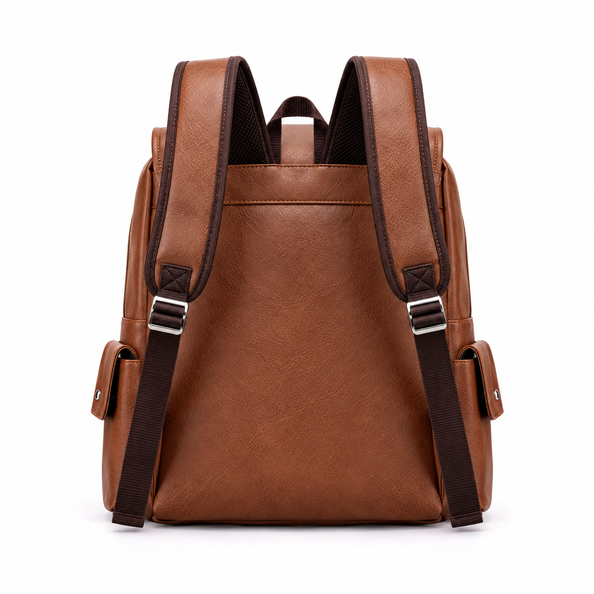 Vintage Brown Backpack With Buckle Details